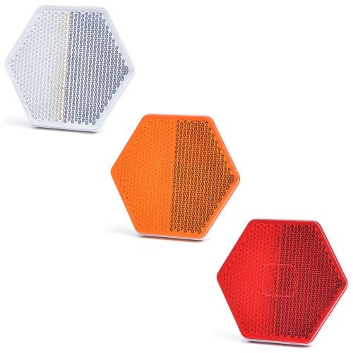 CATADIÓPTRICO REFLECTANTE HEXAGONAL 75X66mm TRASERA ADHESIVA WAS UO6 