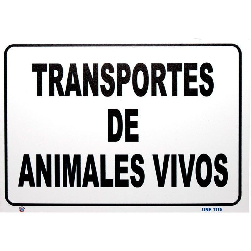 PLACA ALUMINIO TRANSPORTE ANIMALES VIVOS 300x200mm