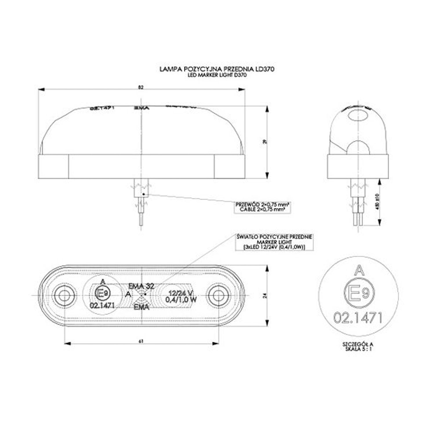 PILOTO DELANTERO / TRASERO Y BALIZAMIENTO LATERAL LED EMA 32