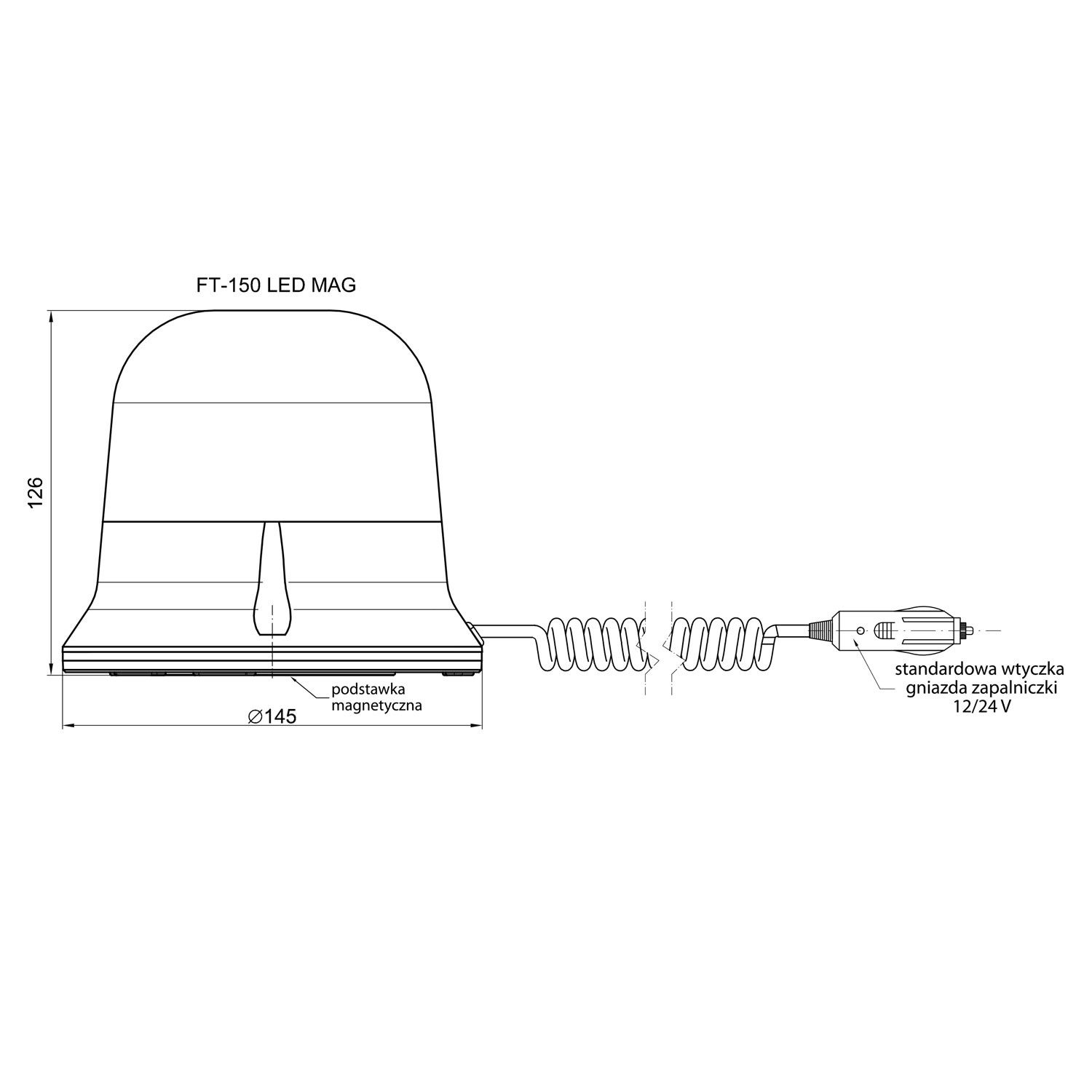 FARO DESTELLANTE LED BASE MAGNÉTICA 12/55V FT-150 MAG