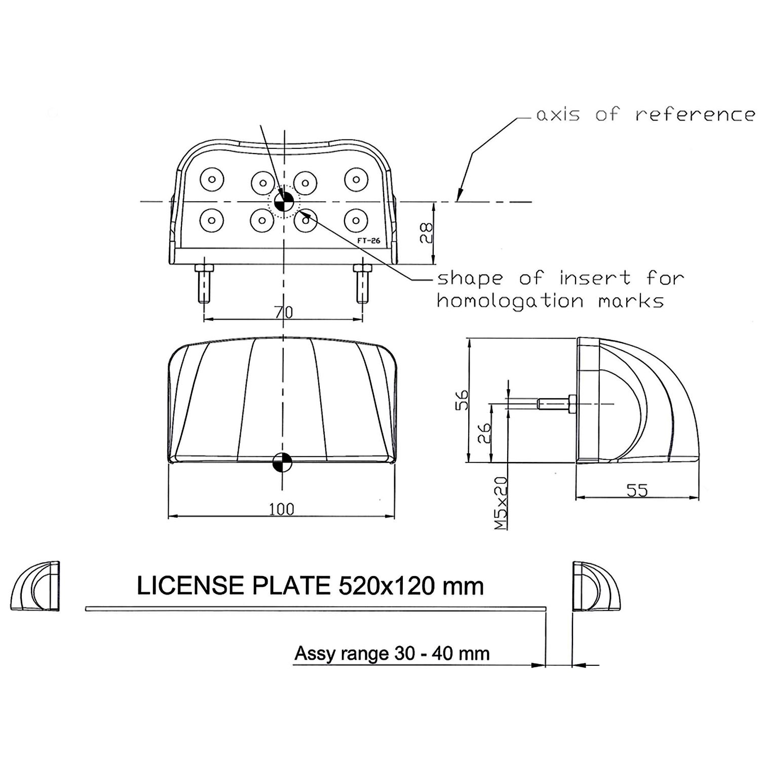 PILOTO LED PLACA MATRÍCULA 12/24V FRISTOM FT-026 LED