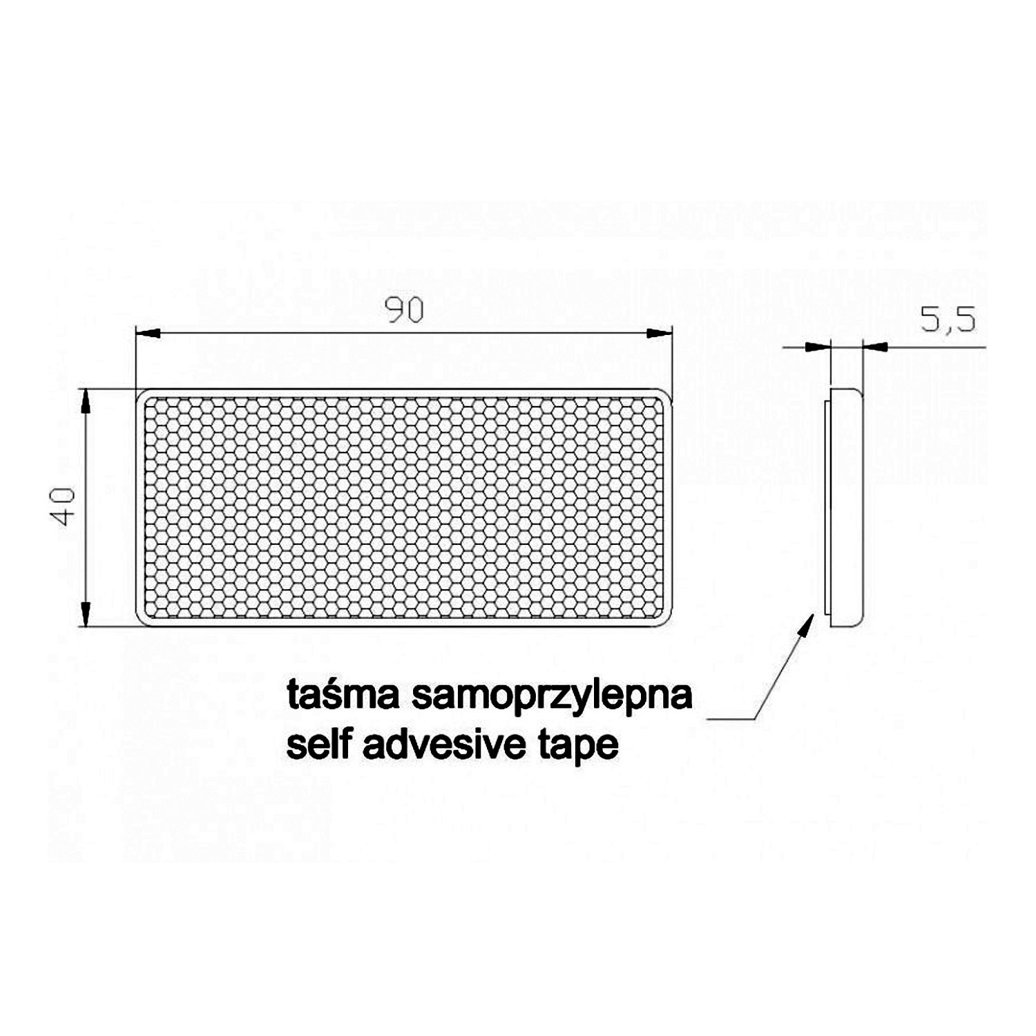 REFLECTANTRE RECTANGULAR 90x40mm TRASERA ADHESIVA FRISTOM DOB-035