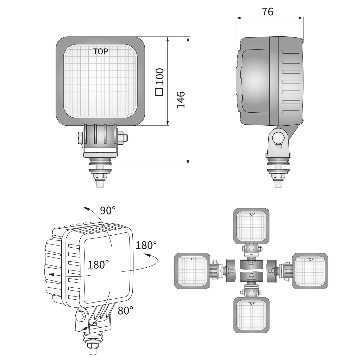 FARO DE SEGURIDAD E ILUMINACIÓN PARA FUMIGADORAS LED AZUL 12W 12/24V WESEM CUK1.48800
