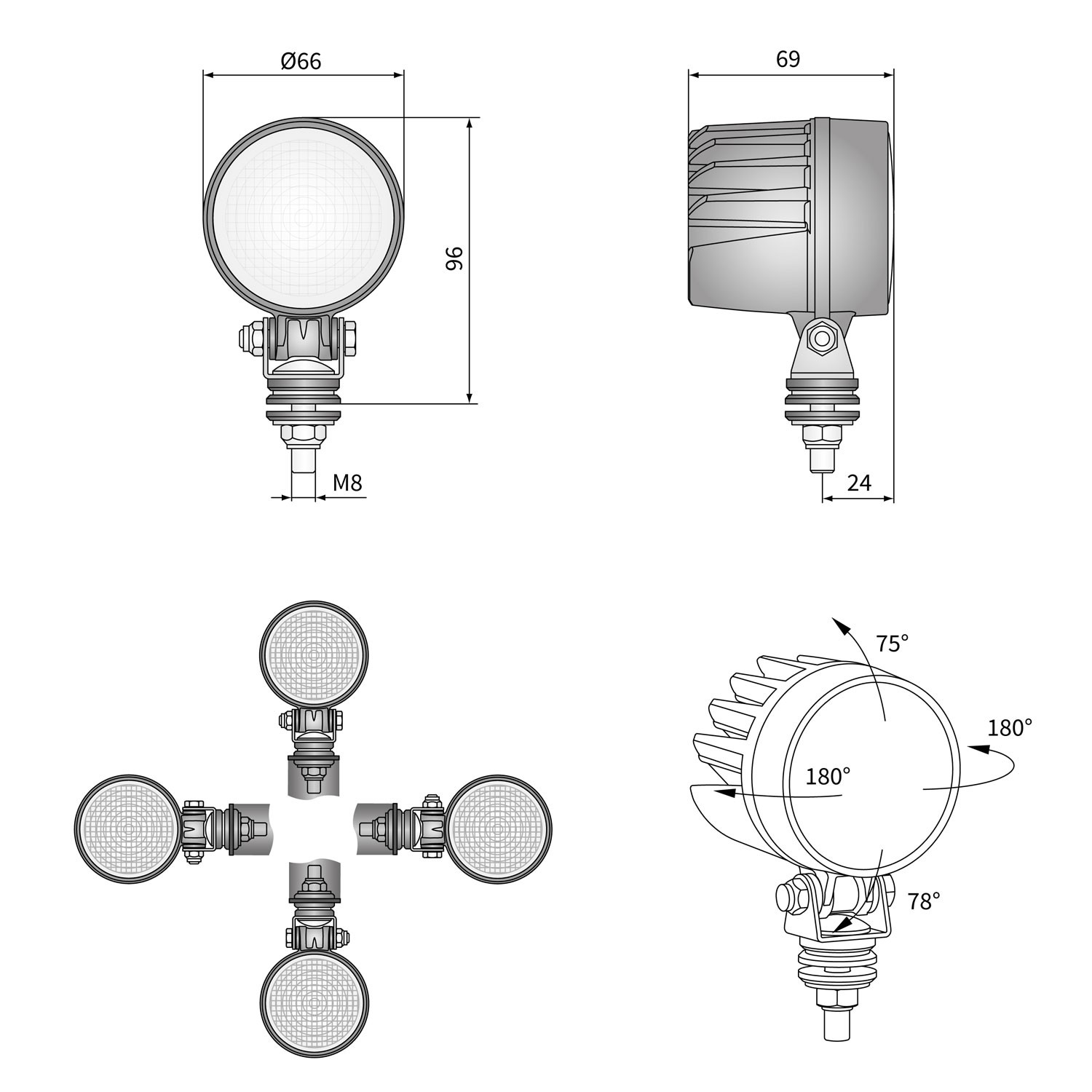 FARO DE TRABAJO LED 12W 12/24V 800 LÚMENES WESEM CRC4A.51100
