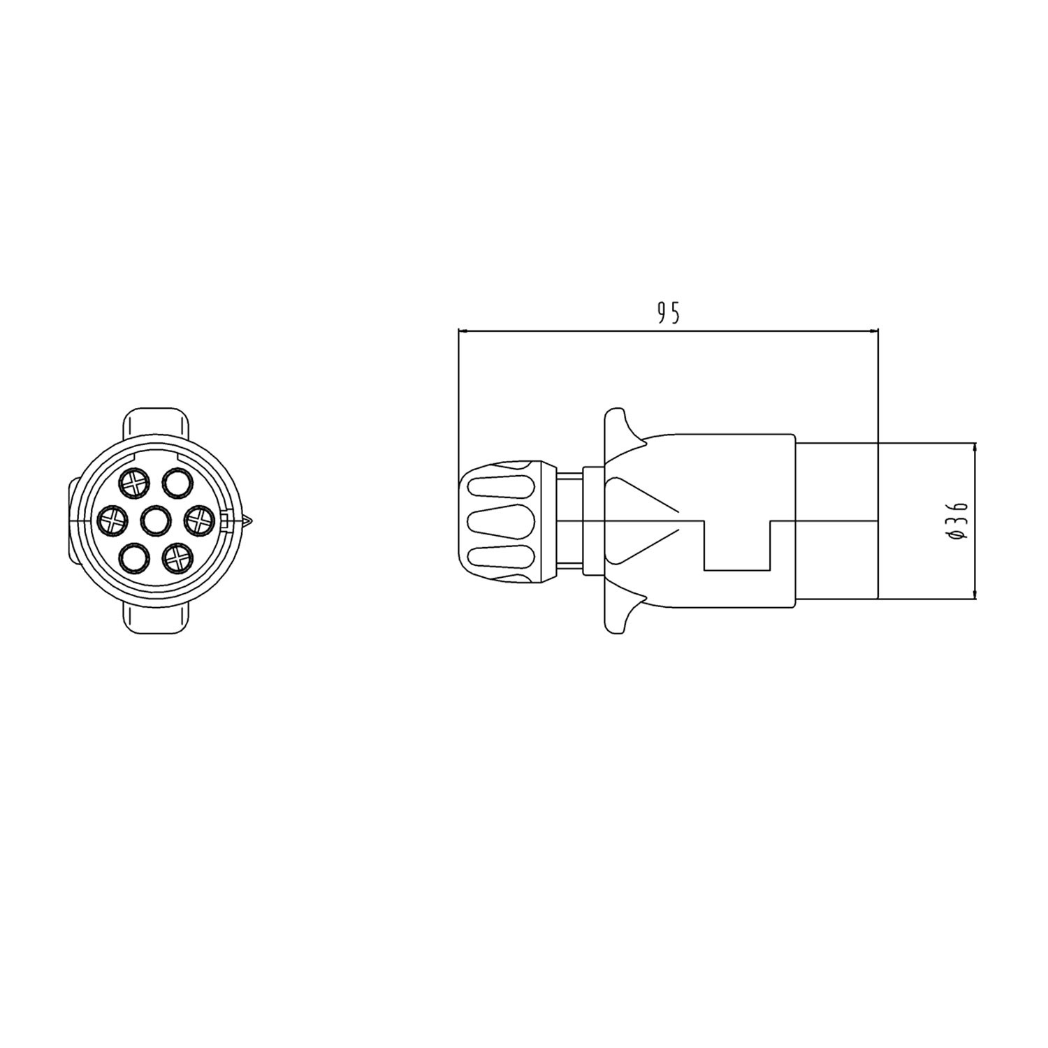 ENCHUFE PARA REMOLQUE 7 POLOS MACHO PVC 12V ERICH JAEGER 