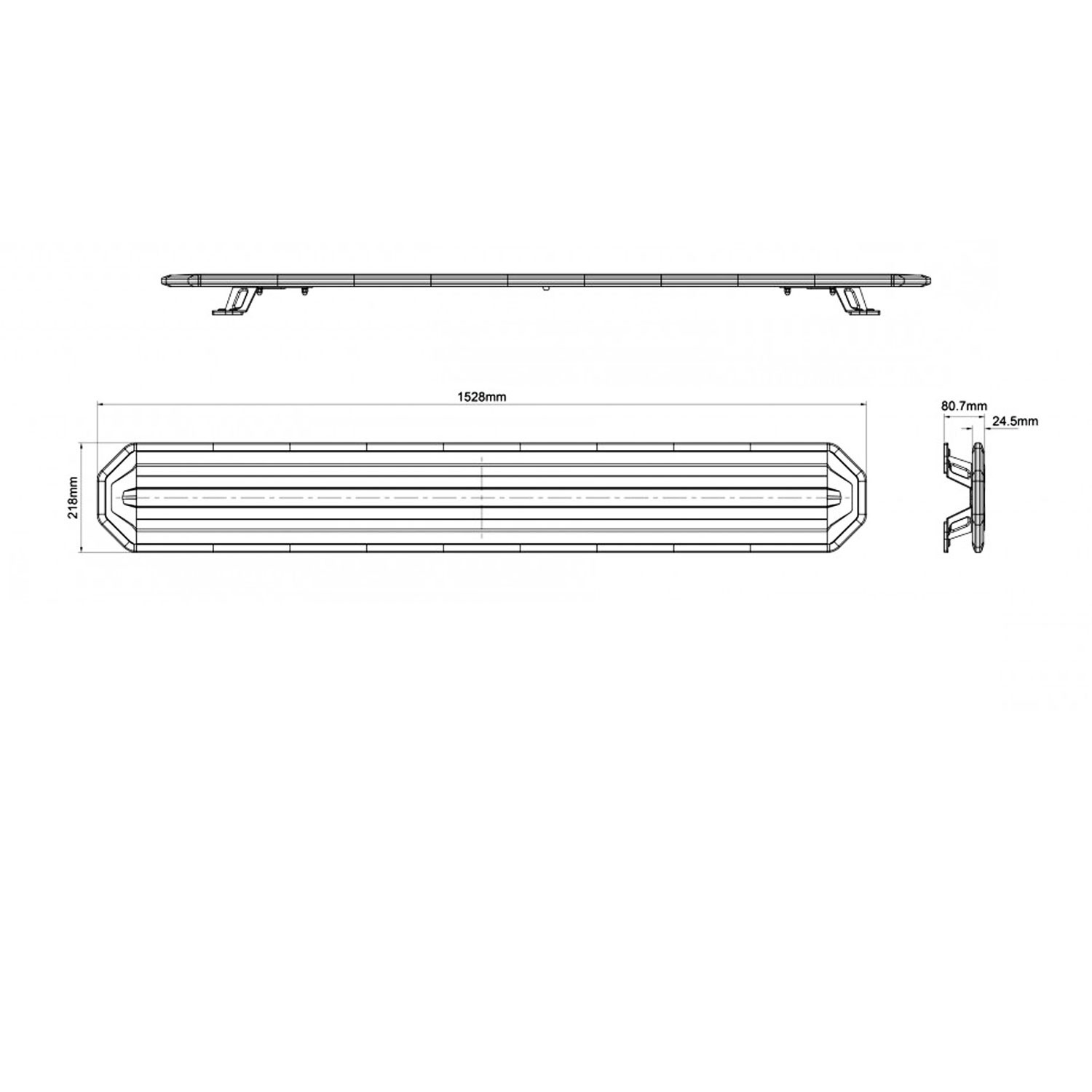 PUENTE LED AMBAR 12/24V 1528mm  ST1528