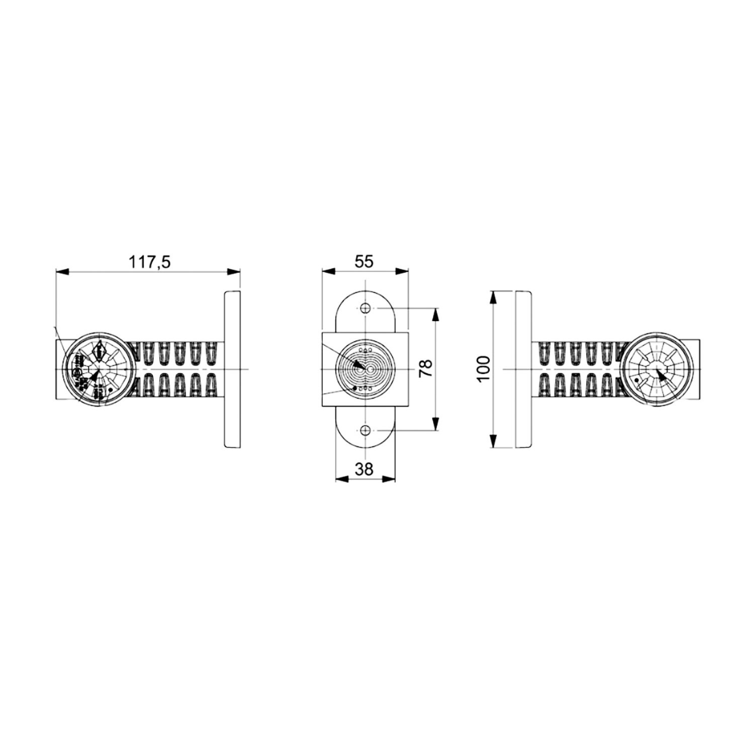 PILOTO LATERAL LED 3 FUNCIONES 12/24V HORPOL HOR 77A
