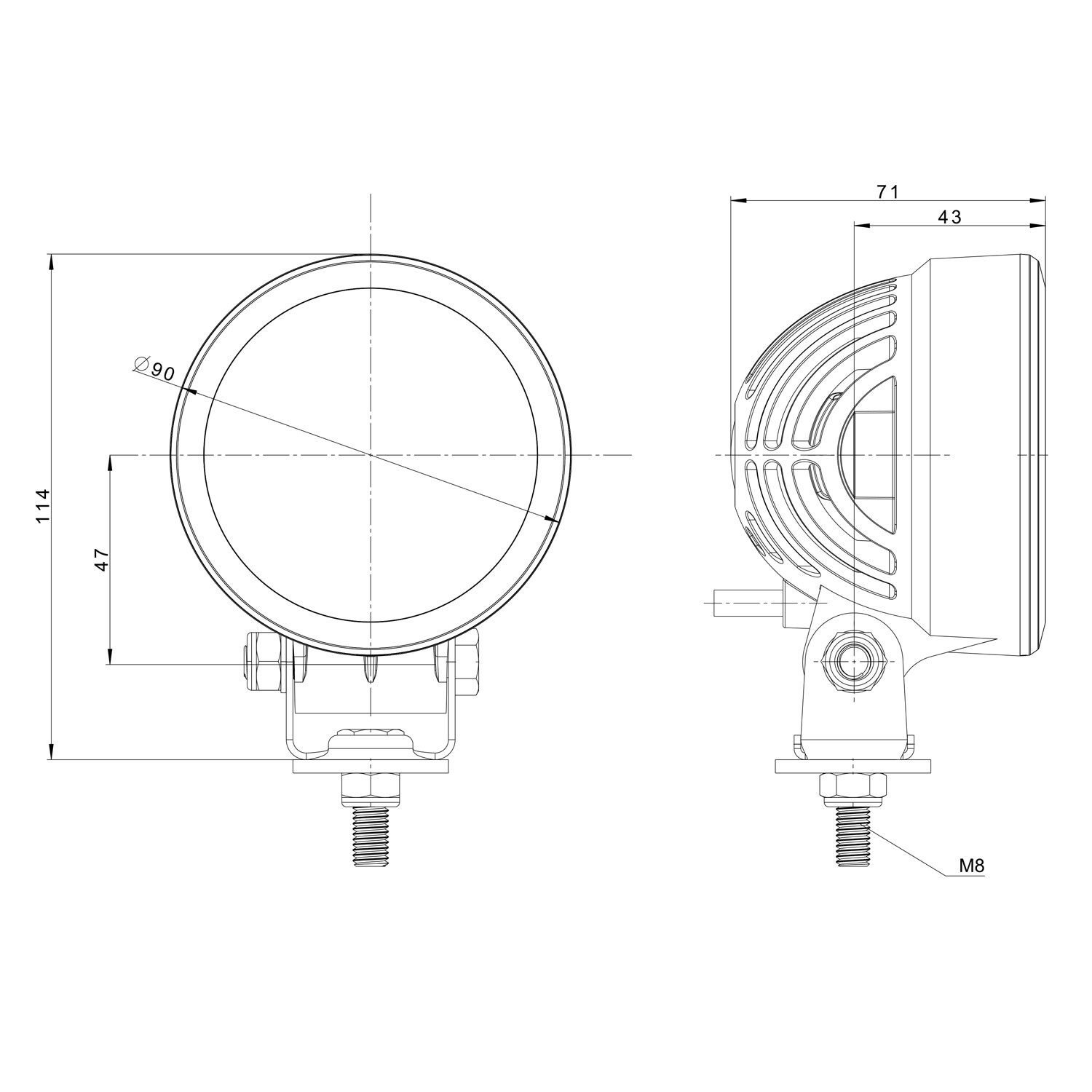 FARO DE TRABAJO LED 22W 12/24V 2500 LÚMENES FRISTOM FT-365 LED