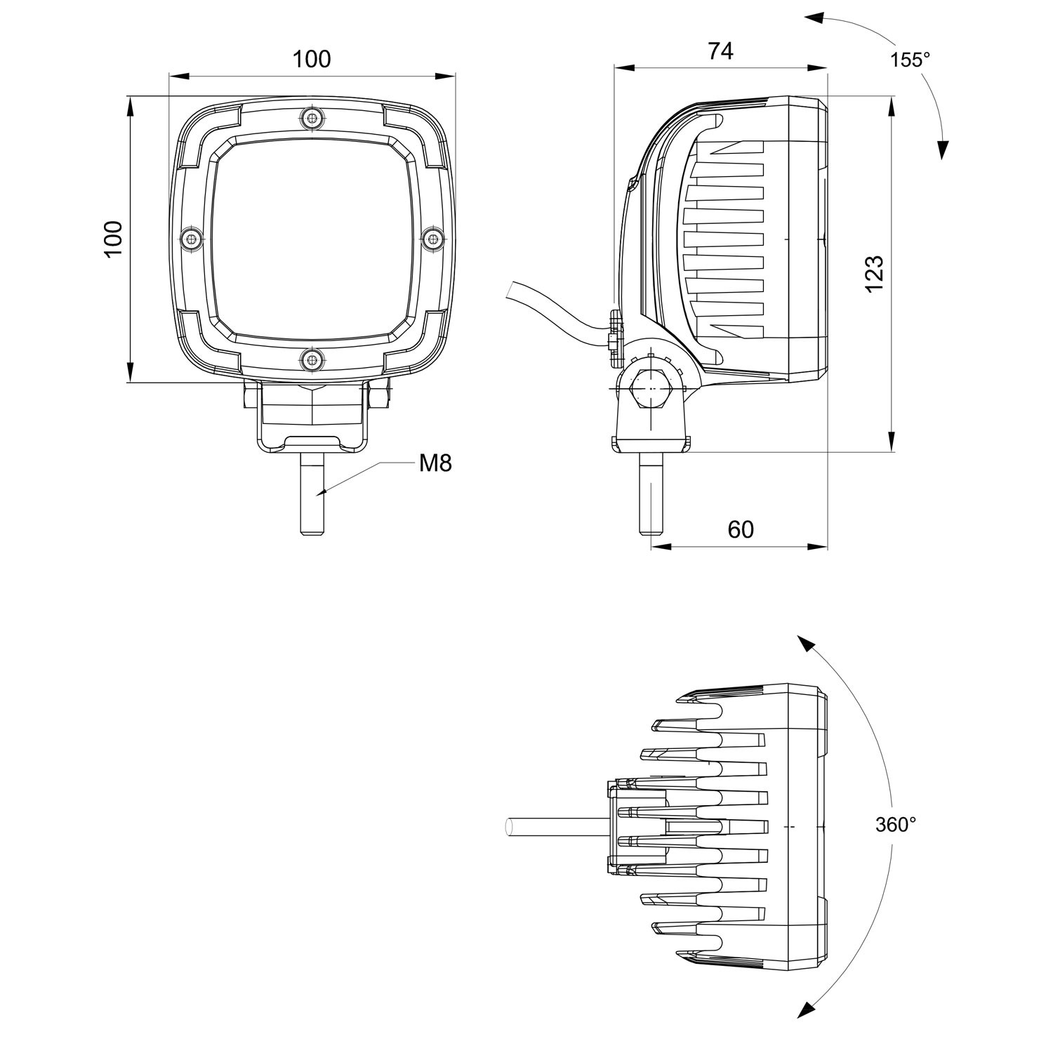 FARO DE TRABAJO LED 12/55V 38W 4100 LÚMENES LARGO ALCANCE FRISTOM FT-361 LED