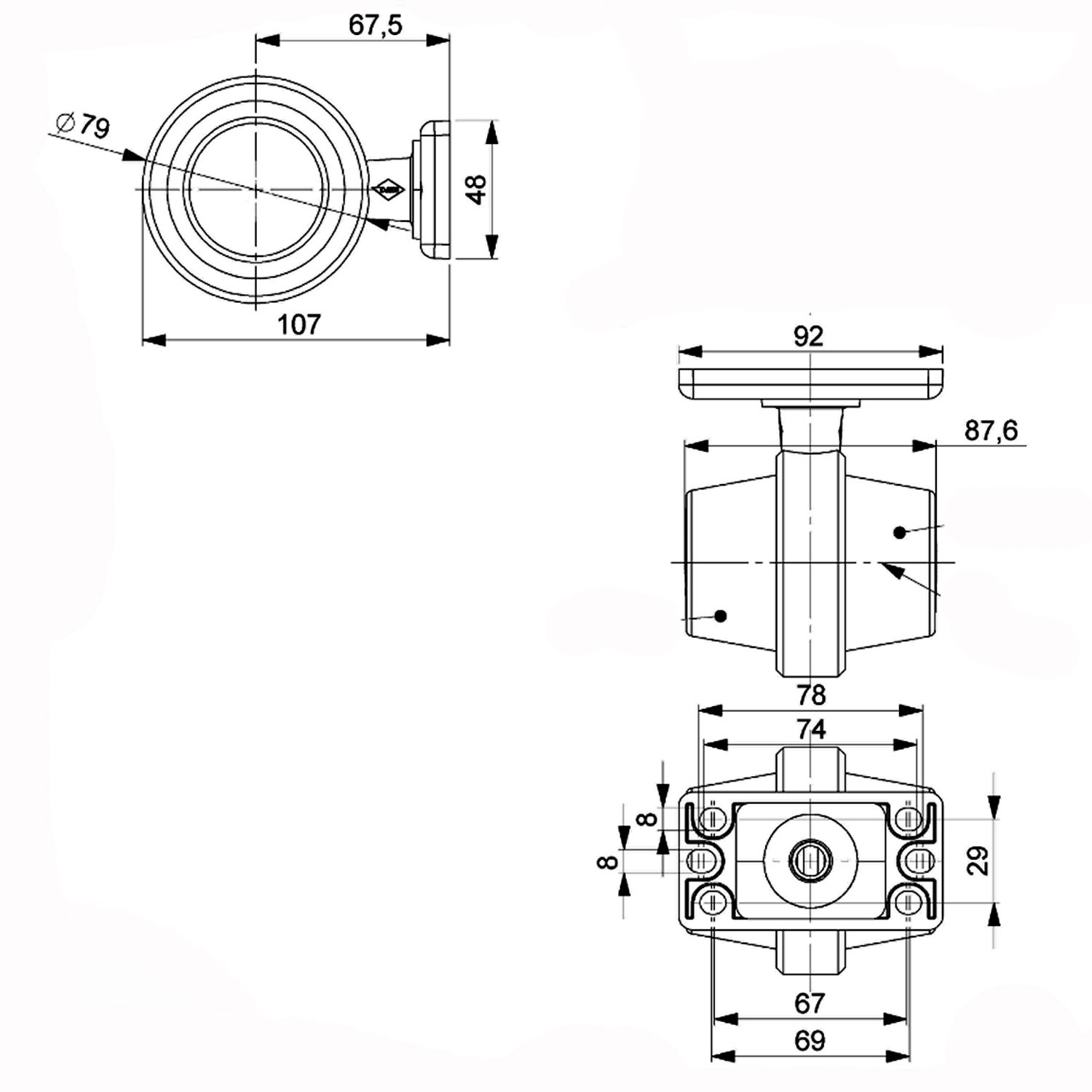 PILOTO LATERAL LED 2 FUNCIONES 12/24V HORPOL LD 2588/GRAPHITE
