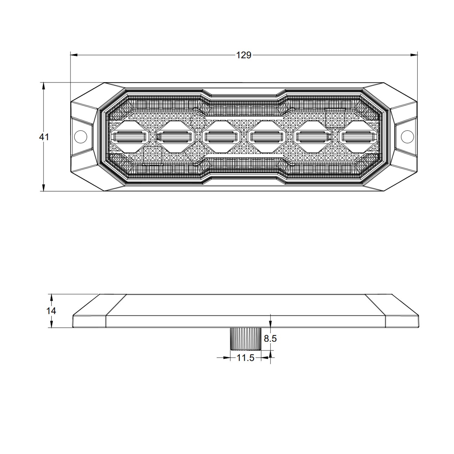 PILOTO ESTROBOSCÓPICO LED AMBAR + LUZ LATERAL 12/24V SUITRON ST3070H-SM1