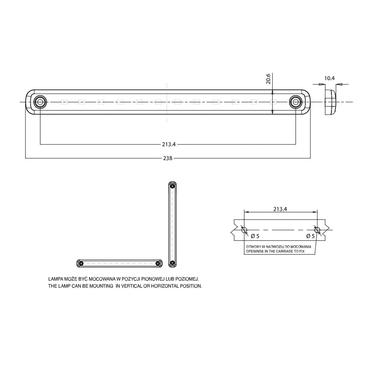 PILOTO POSICIÓN DELANTERO, TRASERO Y LATERAL LED 12/24V WAS W276 BLACK 2340 2341 2342