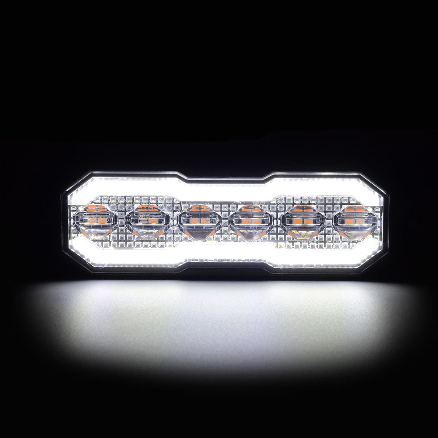 Piloto LED Dual de Posición Blanco/Ámbar con Estroboscópico Ámbar 12-24V Homologado A/SM1 R10 R65 XA2 – Suitron ST70AWA