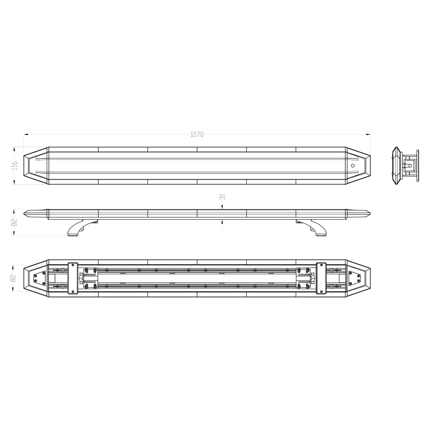 Suitron Blade S ST4842AS | Puente LED Ámbar Ahumado 42" 1070mm | 10-50V Cable 5m | Homologado ECE R65 TA2 R10 | Sin Controlador