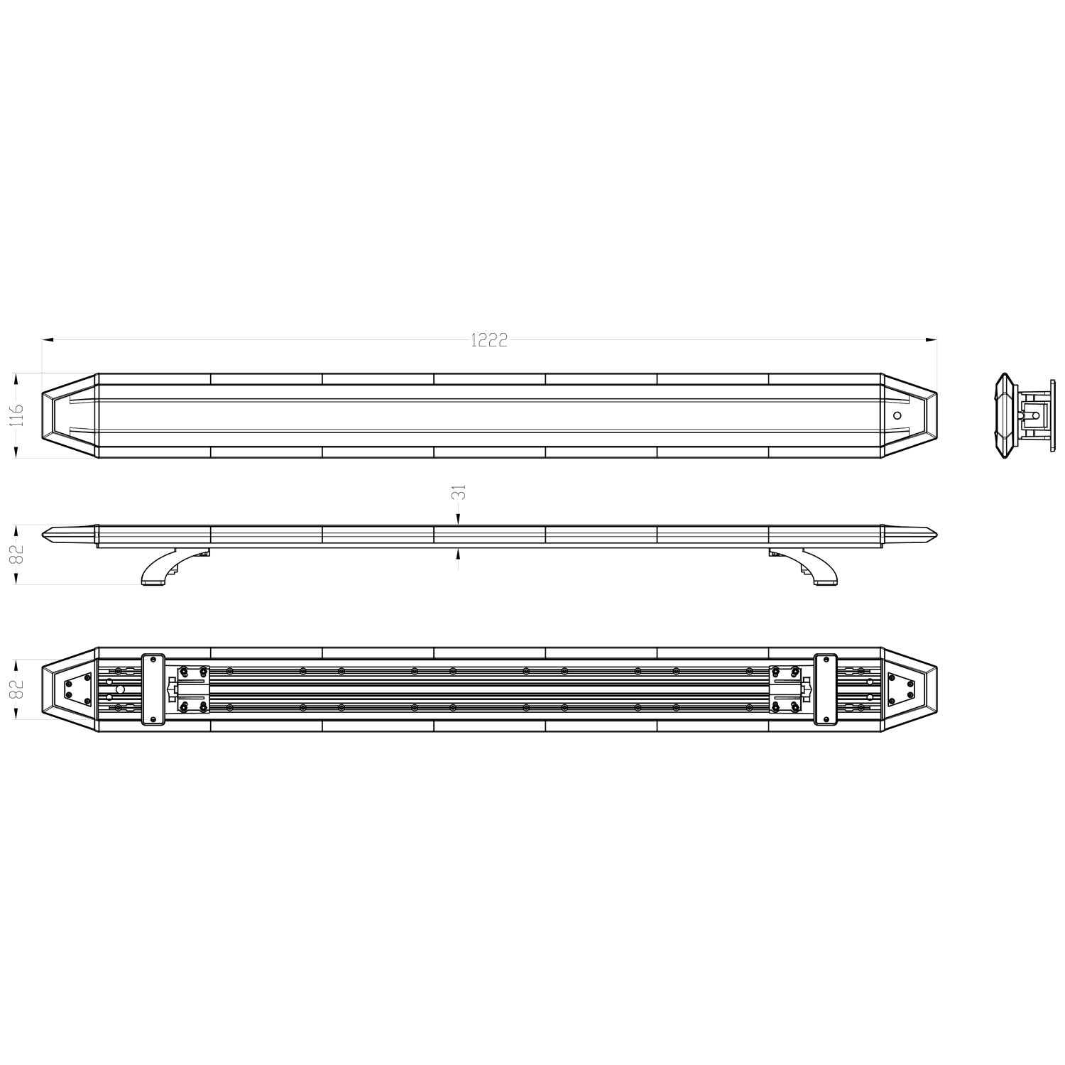 Suitron BladeS ST4842AS | Puente LED Ámbar Ahumado 42" 1070mm | 10-50V Cable 5m | Homologado ECE R65 TA2 R10 | Sin Controlador