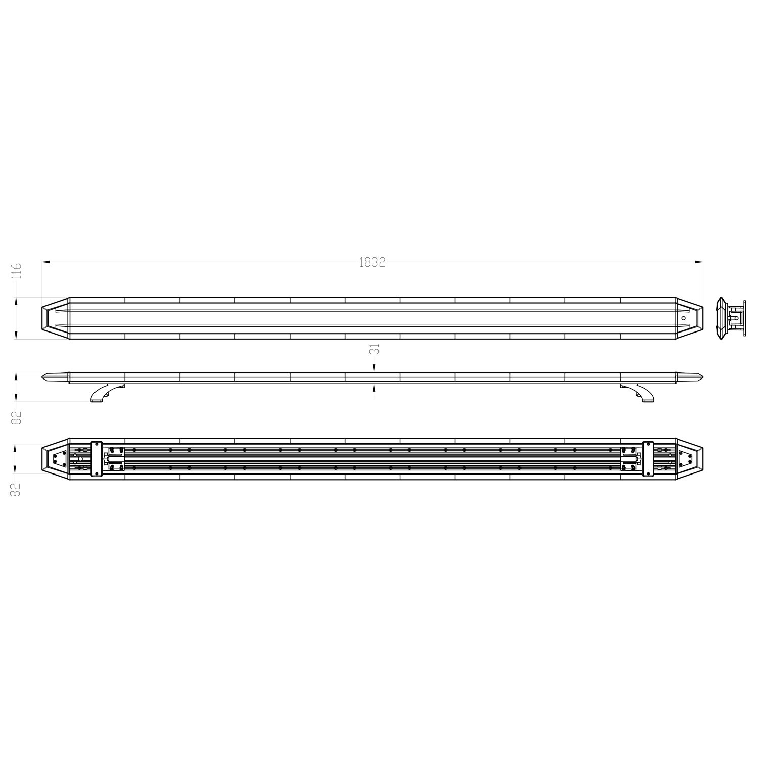 Suitron Blade S ST4872AS | Puente LED Ámbar Ahumado 72" 1833mm | 10-50V Cable 5m | Homologado ECE R65 TA2 R10 | Sin Controlador